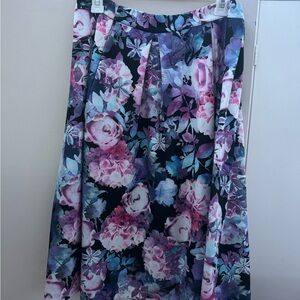 New York & Company Multicolor Floral A-Line Skirt